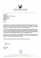 Princes Centre Donation letter